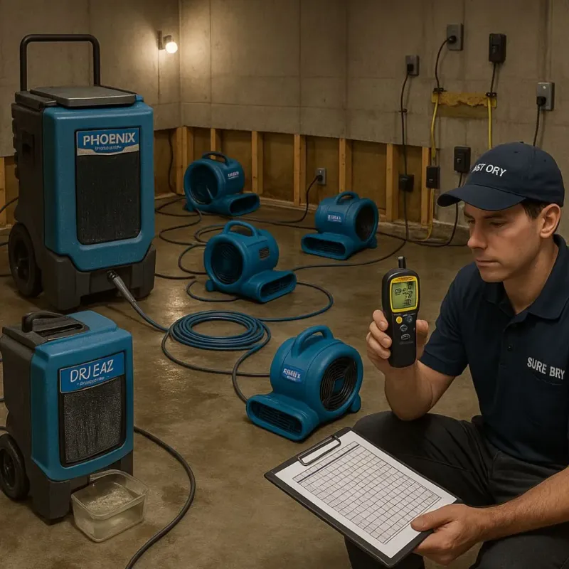Structural Drying and Dehumidification process in Orange County, VT
